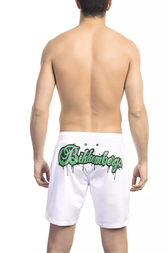 Weiße Badeshorts aus Polyester für Herren