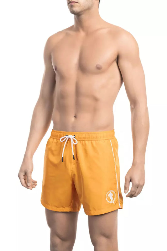 Orange Polyester Men Swim Short