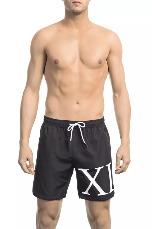 Black Polyester Men Swim Shorts