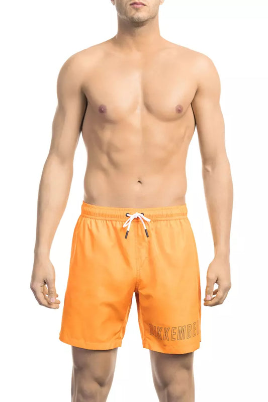 Orangefarbene Badeshorts aus Polyester für Herren