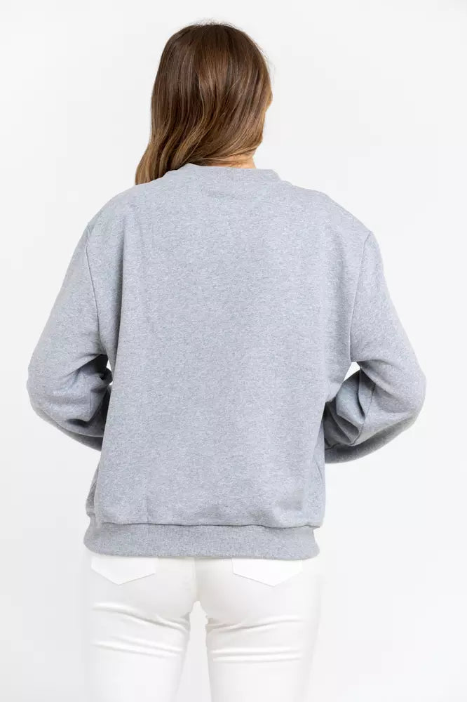 Grauer Baumwollpullover für Damen