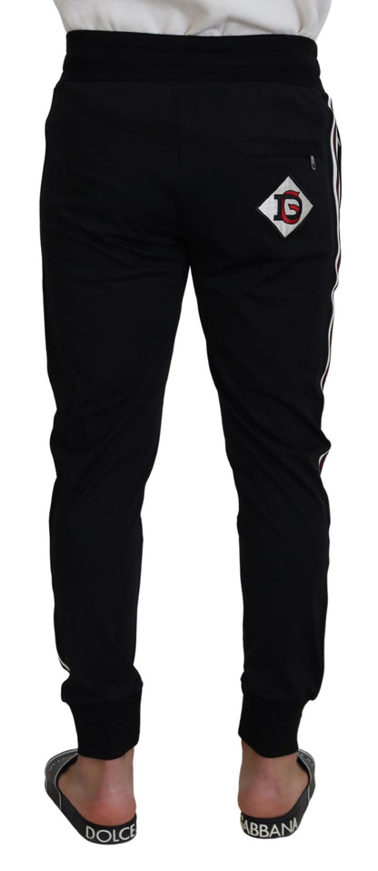 Chic Black Cotton Designer Trousers