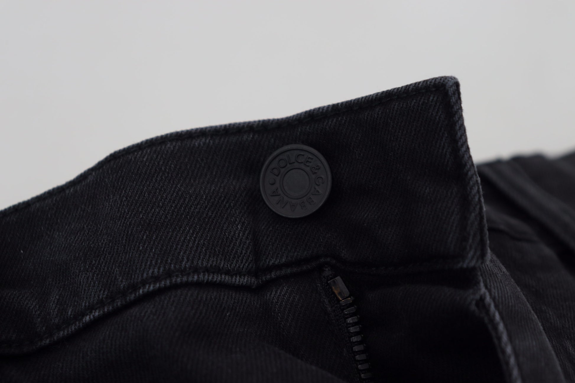 Sleek Black Cotton Blend Denim Pants