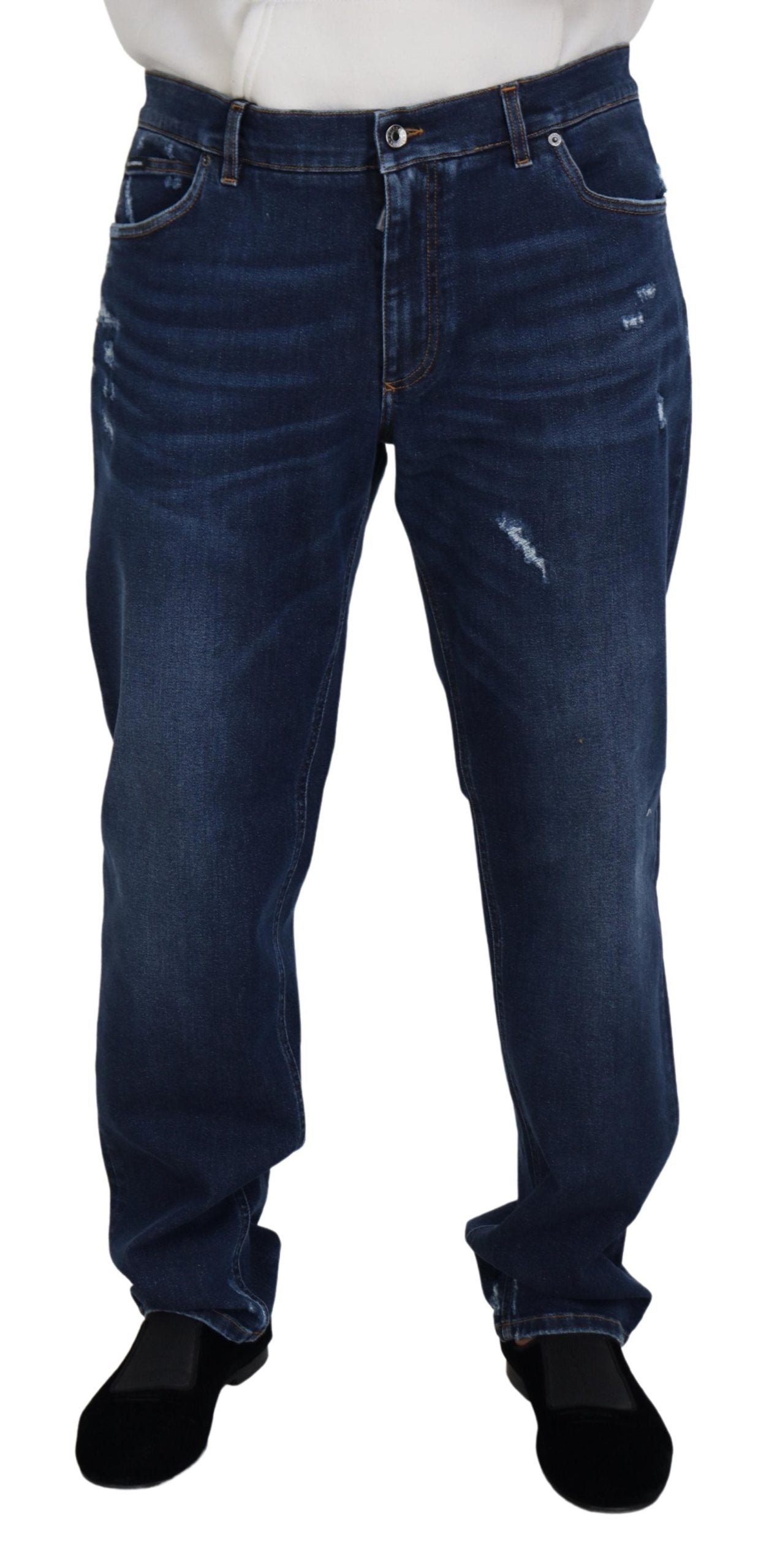 Elegante blau gewaschene Jeanshose