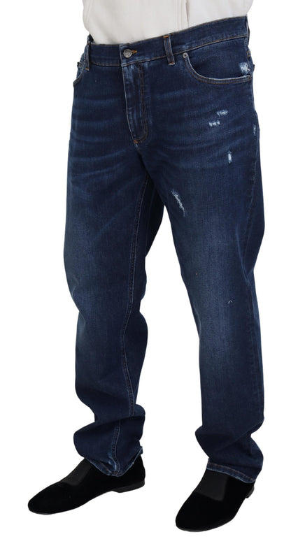 Elegante blau gewaschene Jeanshose