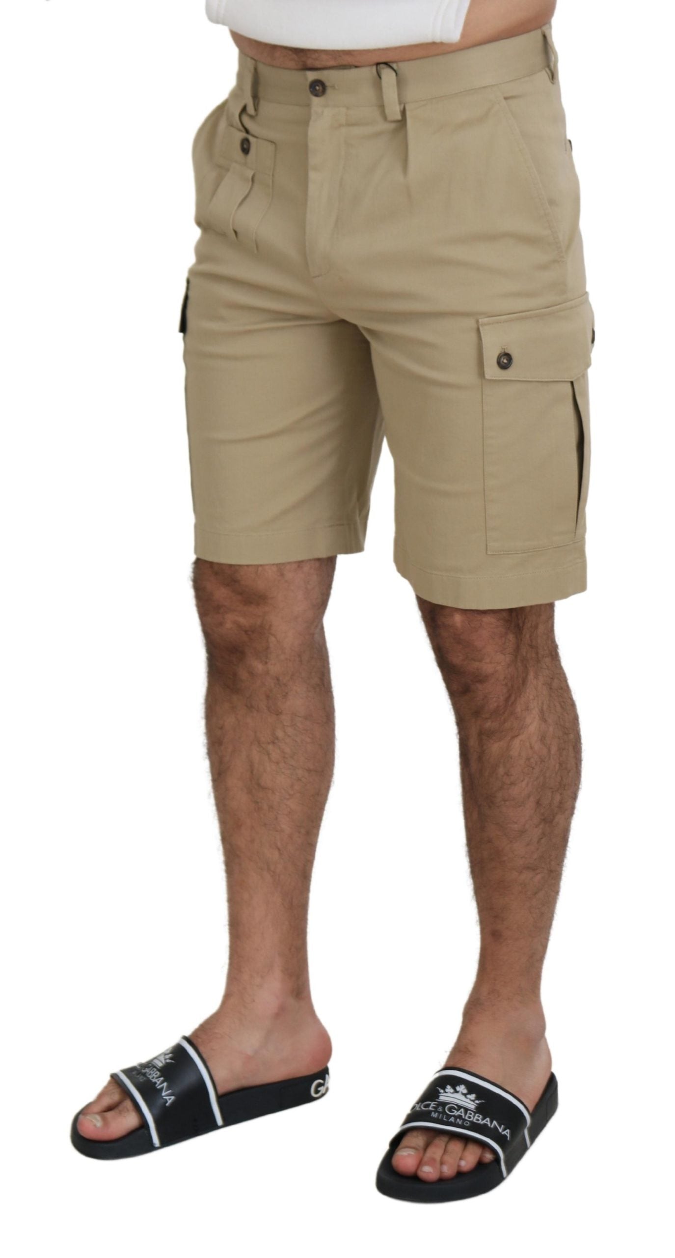 Elegante Designer-Shorts aus Baumwollmischung in Beige