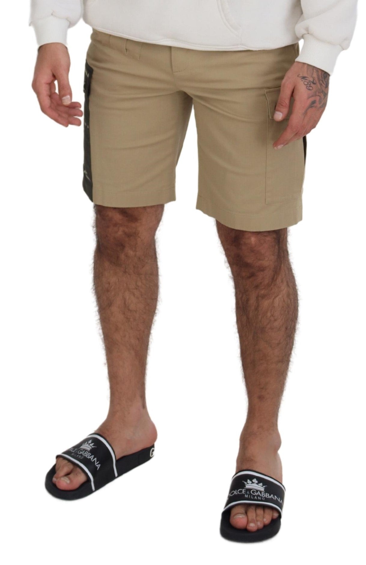 Elegante Designer-Shorts aus Baumwollmischung in Beige