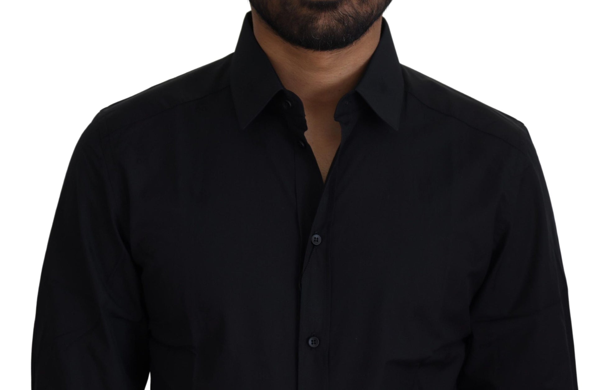 Chic Black Cotton Dress Shirt