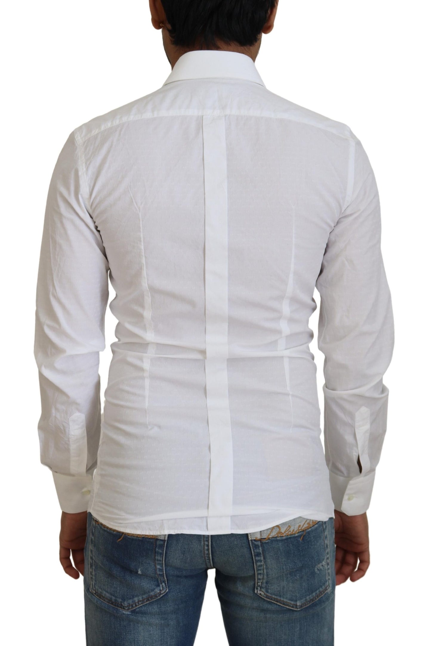 Elegant White Cotton Dress Shirt Slim Fit