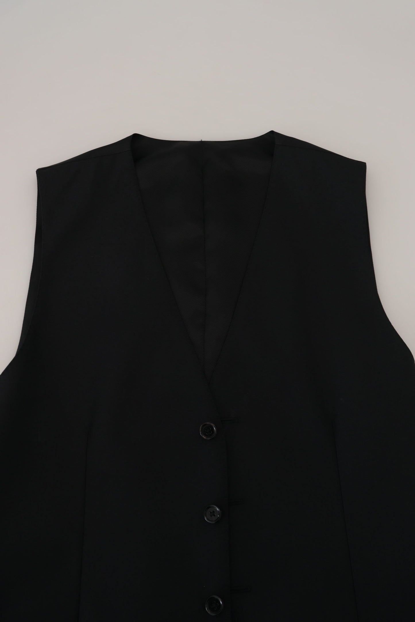 Elegante schwarze Weste aus Wolle und Seide