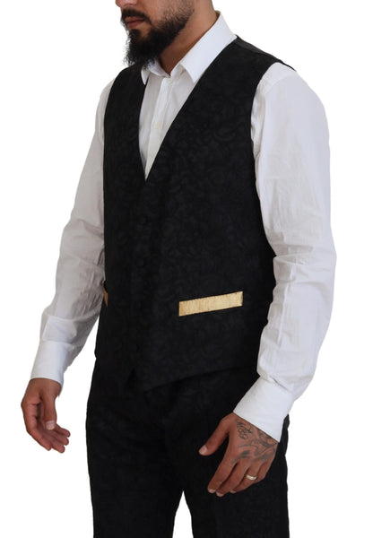 Eleganter dreiteiliger Anzug in Slim Fit in Schwarz und Gold