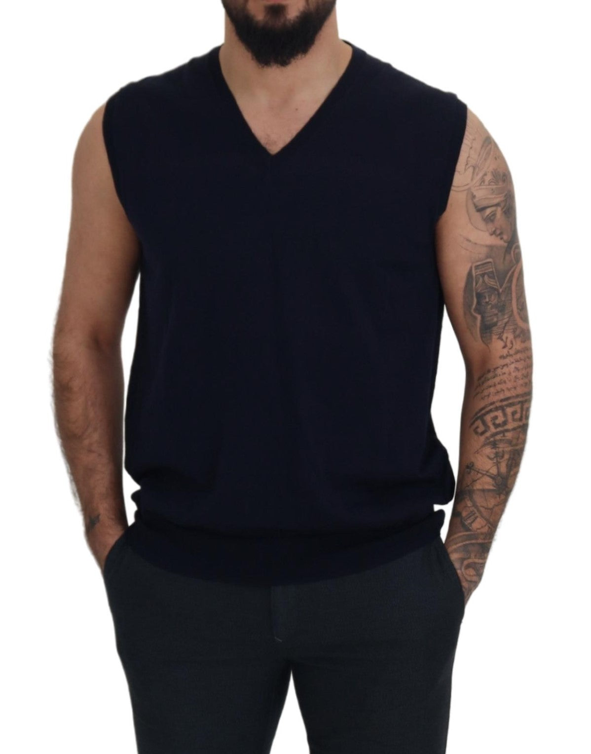 Sleek Black V-Neck Sleeveless Tank