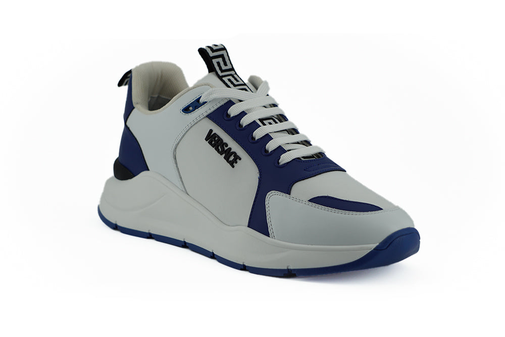 Elegante blau-weiße Leder-Sneaker