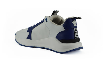 Elegante blau-weiße Leder-Sneaker