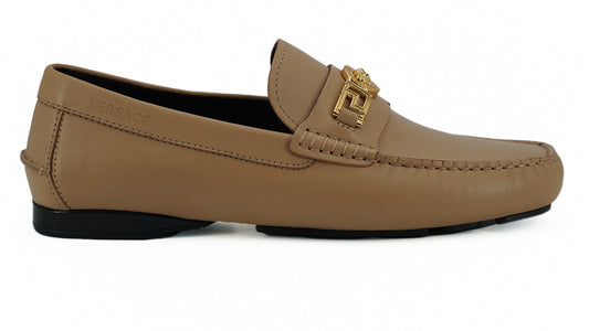 Exquisite Medusa Goldfarbene Leder-Loafer