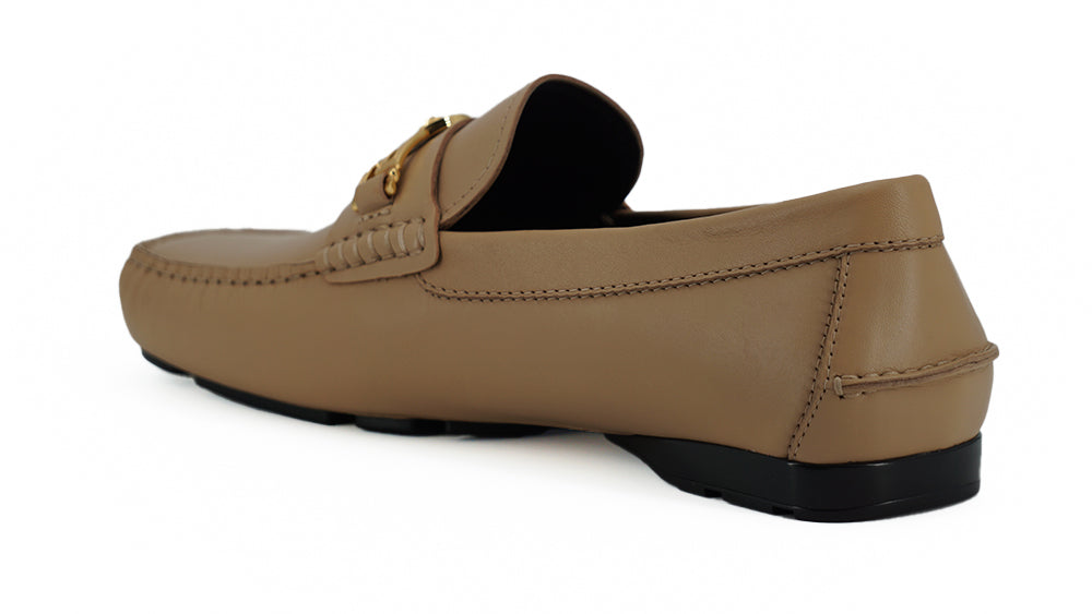 Exquisite Medusa Goldfarbene Leder-Loafer