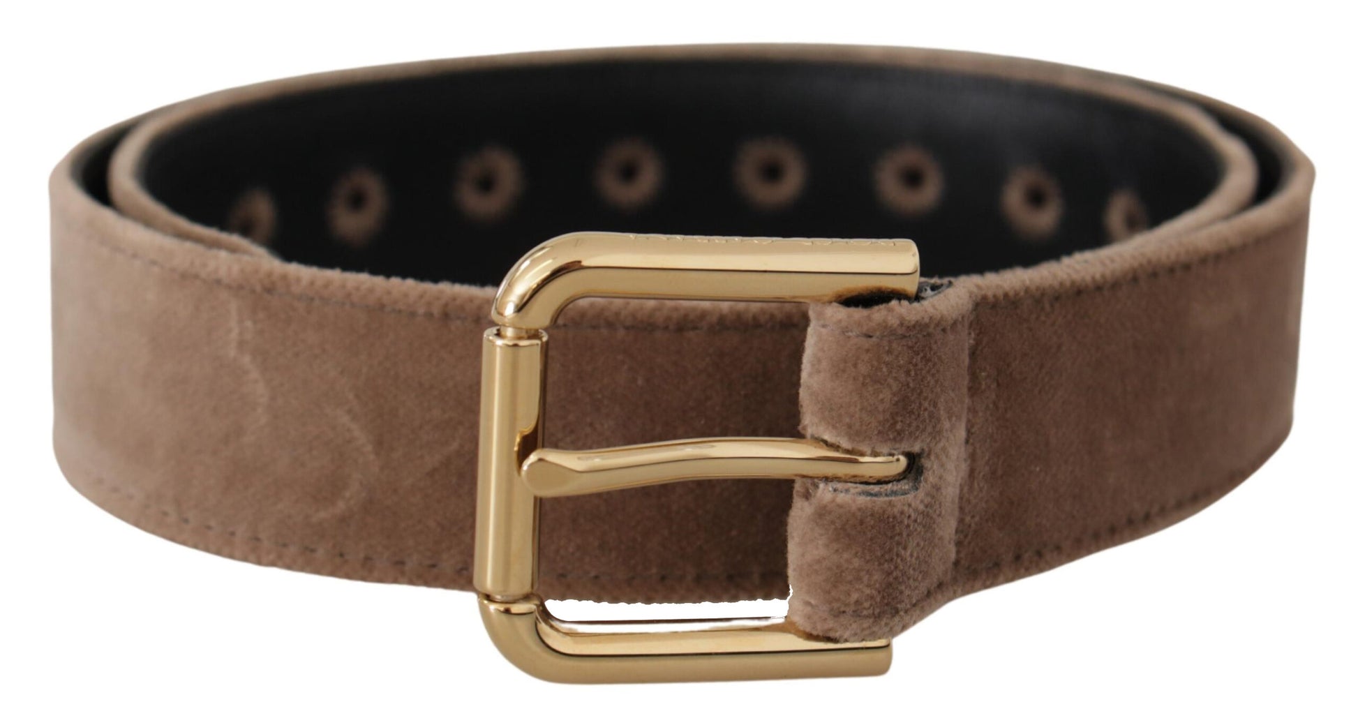 Elegant Velvet Logo Buckle Belt