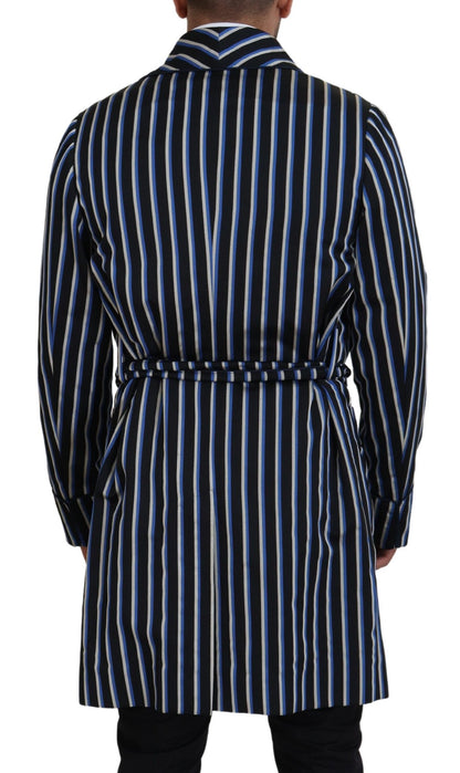 Elegant Striped Silk Blend Robe