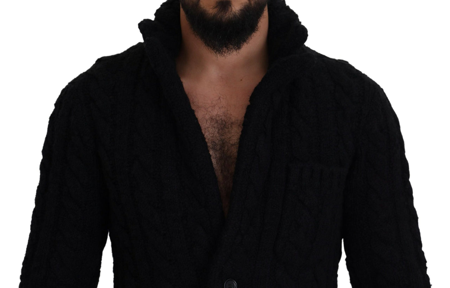 Eleganter schwarzer Cardigan aus Woll-Kaschmir-Mischung