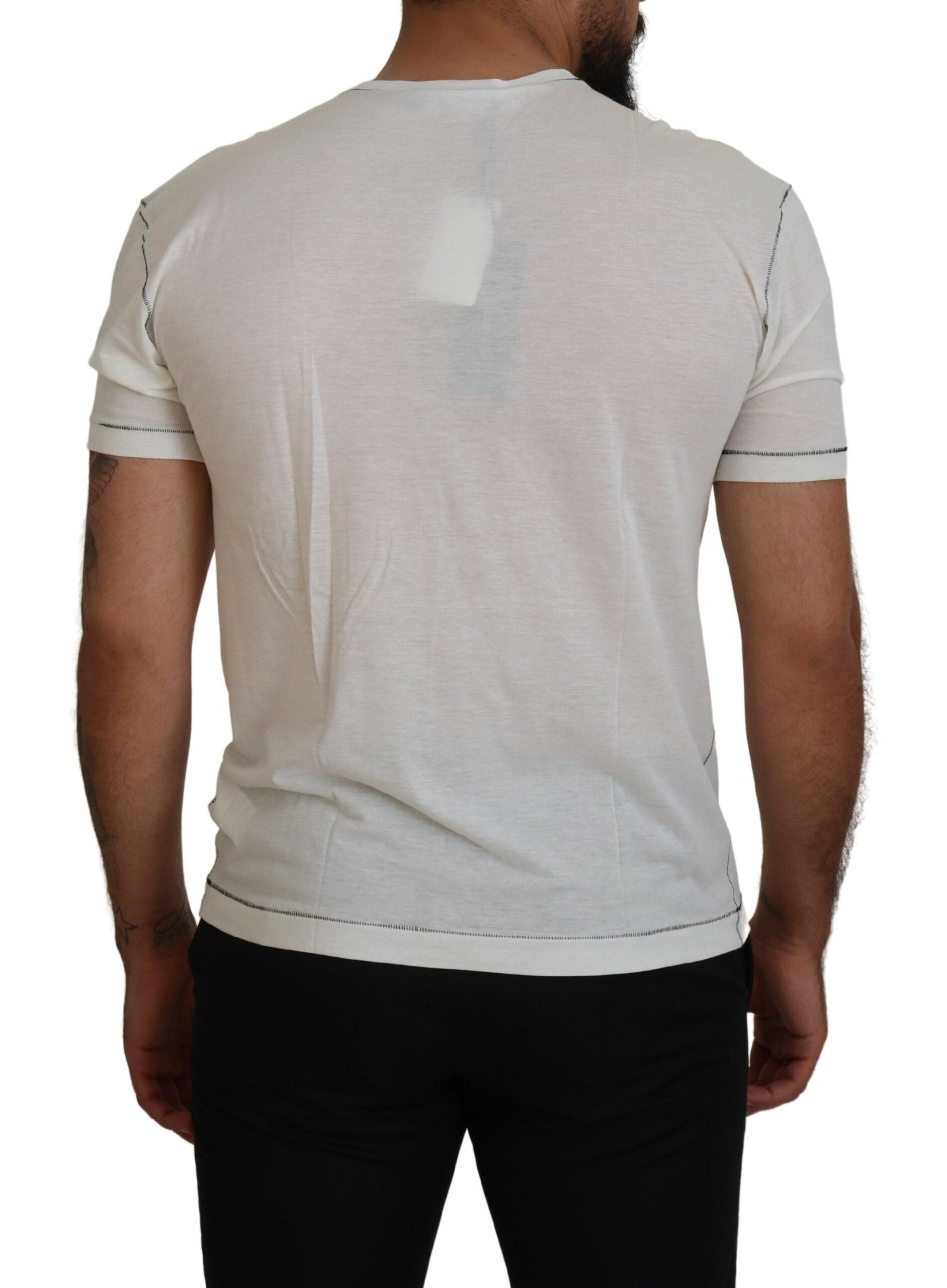 Elegant White Cotton-Silk Blend Tee