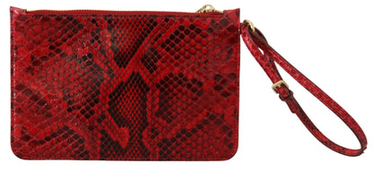 Elegante rote Leder-Clutch in Ayers Snake-Optik