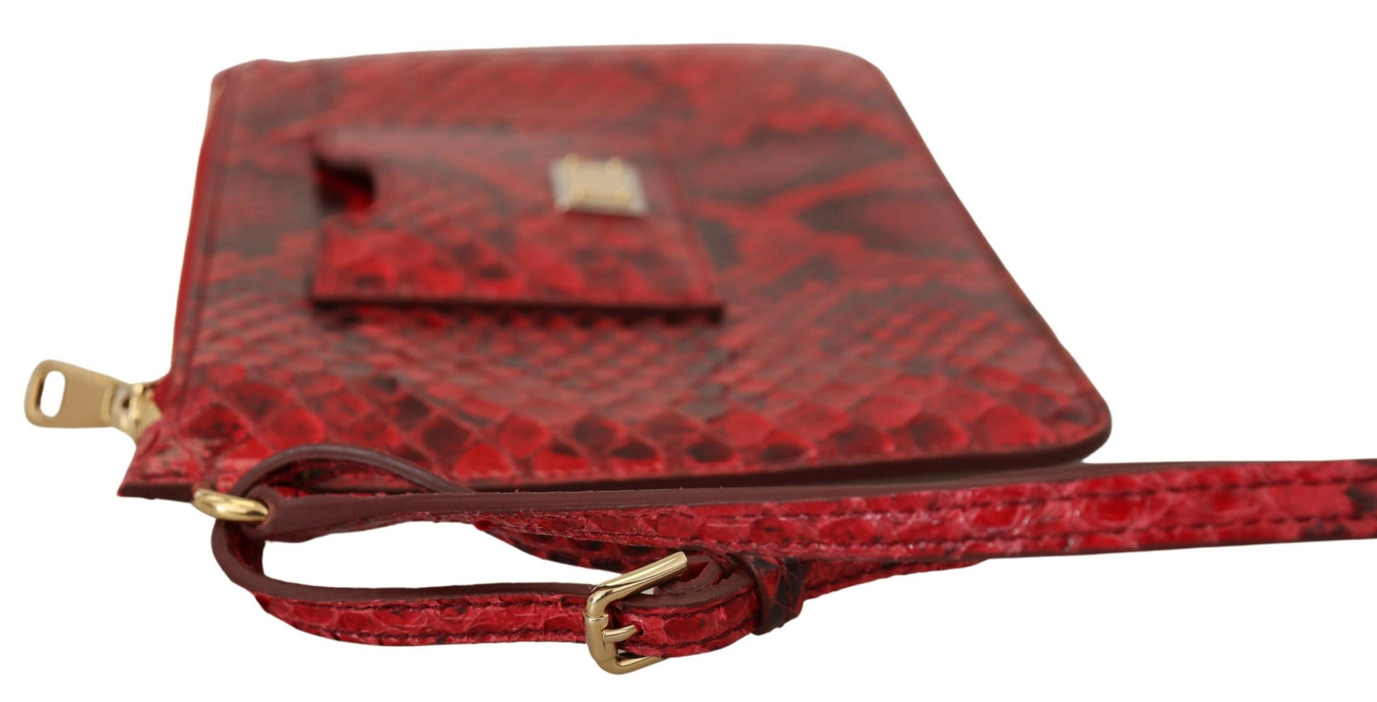 Elegante rote Leder-Clutch in Ayers Snake-Optik