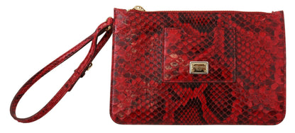 Elegante rote Leder-Clutch in Ayers Snake-Optik