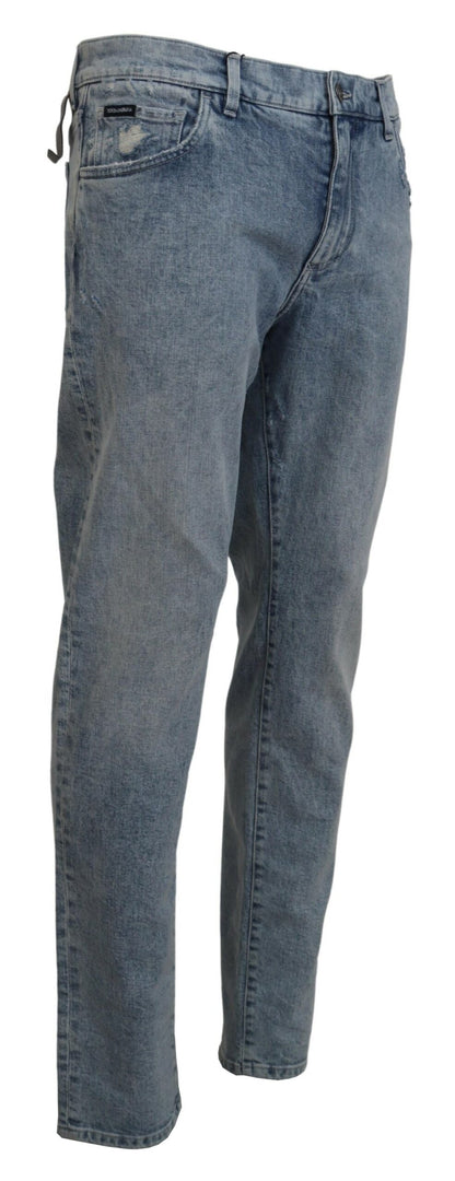 Elegante Slim-Fit-Hose aus hellblauem Denim