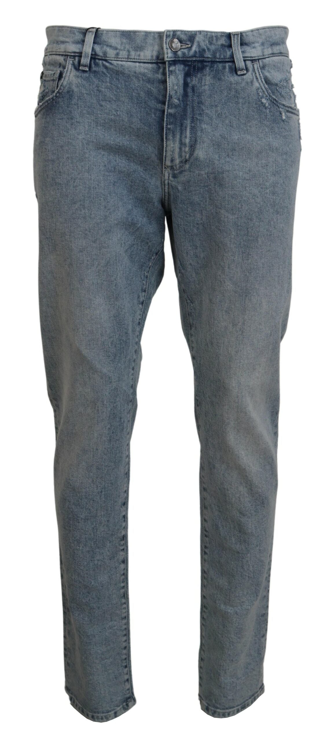 Elegante Slim-Fit-Hose aus hellblauem Denim