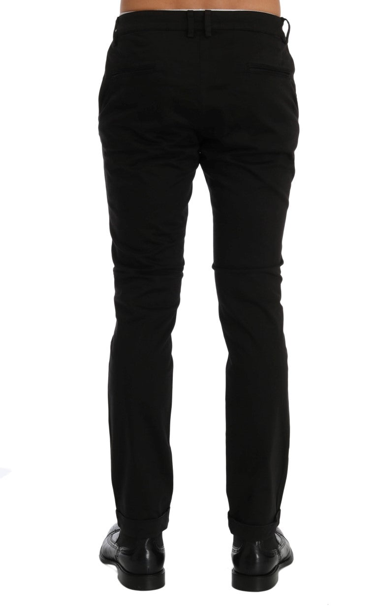 Schicke schwarze Slim Fit-Stretch-Hose aus Baumwolle