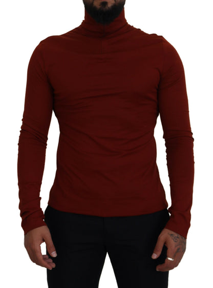 Eleganter kastanienbrauner Pullover mit Kragen und Reißverschluss