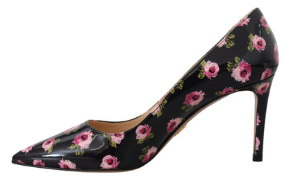 Elegante Pumps aus Leder mit Blumenmuster