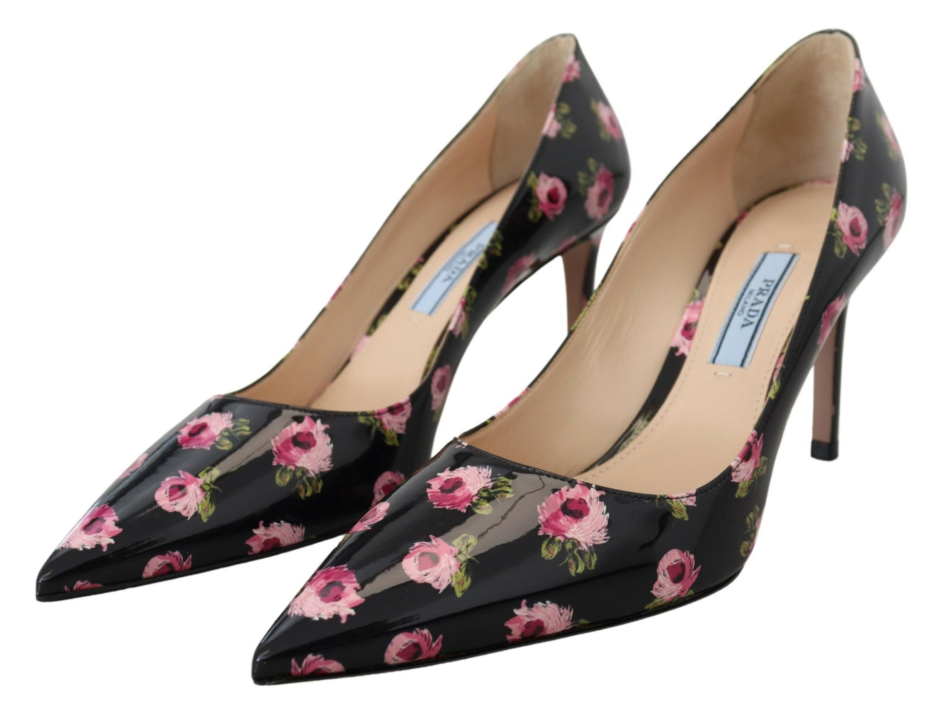 Elegante Pumps aus Leder mit Blumenmuster