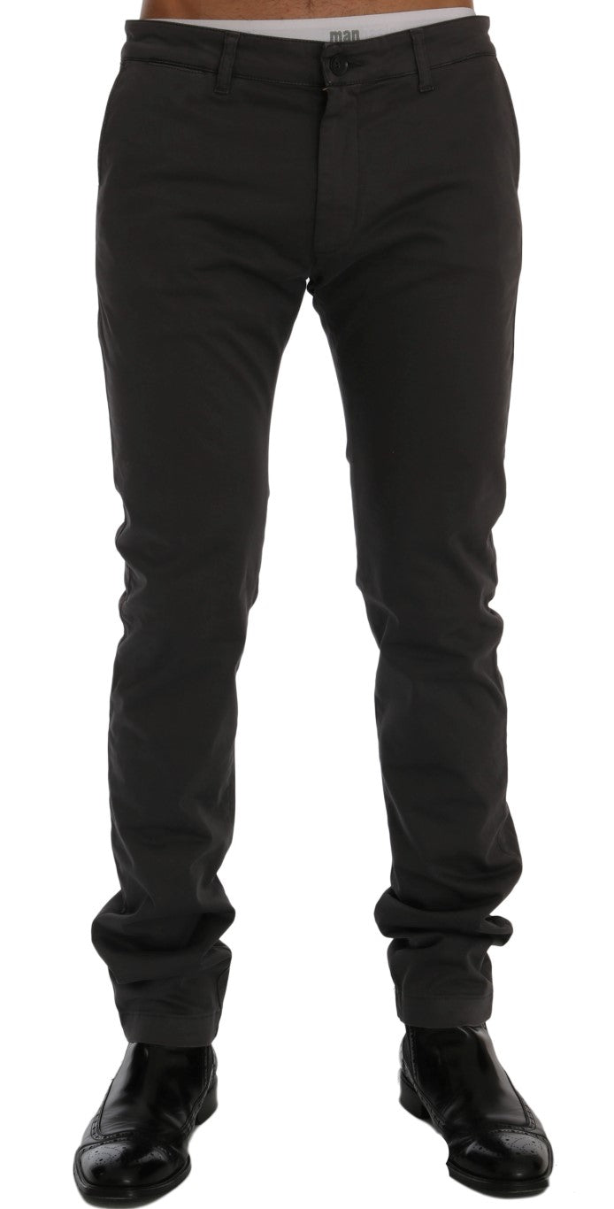 Elegante Slim-Fit-Hose aus grauer Baumwolle