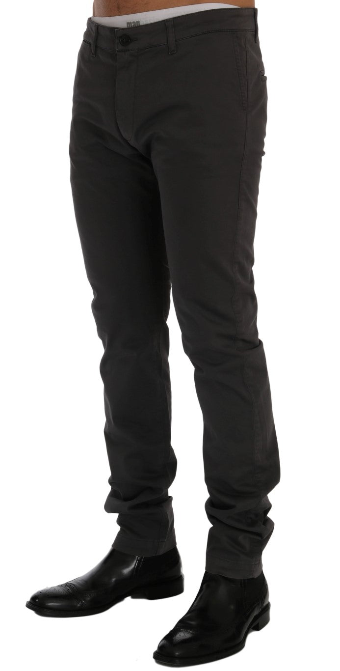 Elegante Slim-Fit-Hose aus grauer Baumwolle