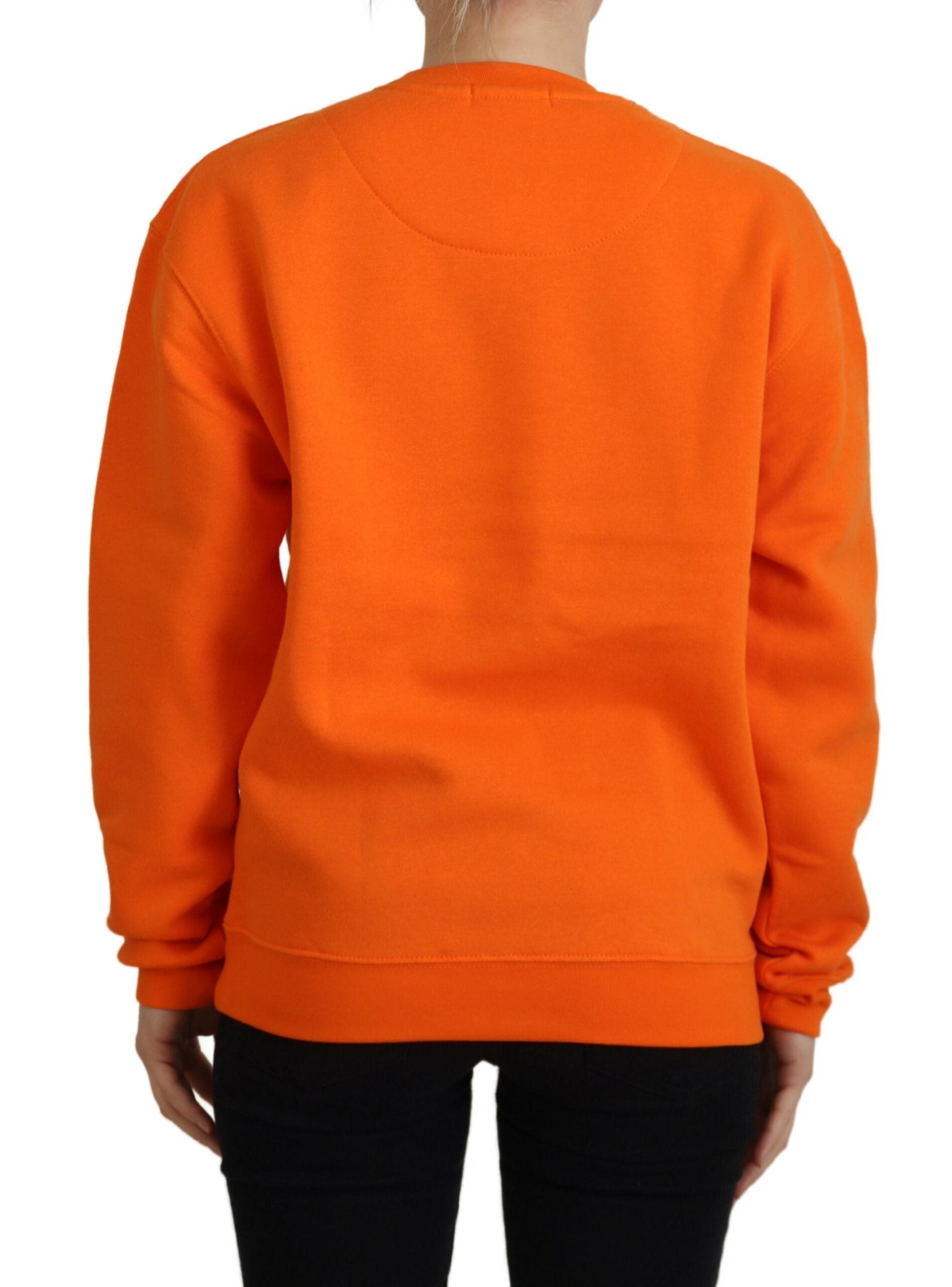 Schicker, orangefarbener, bedruckter Pullover mit langen Ärmeln