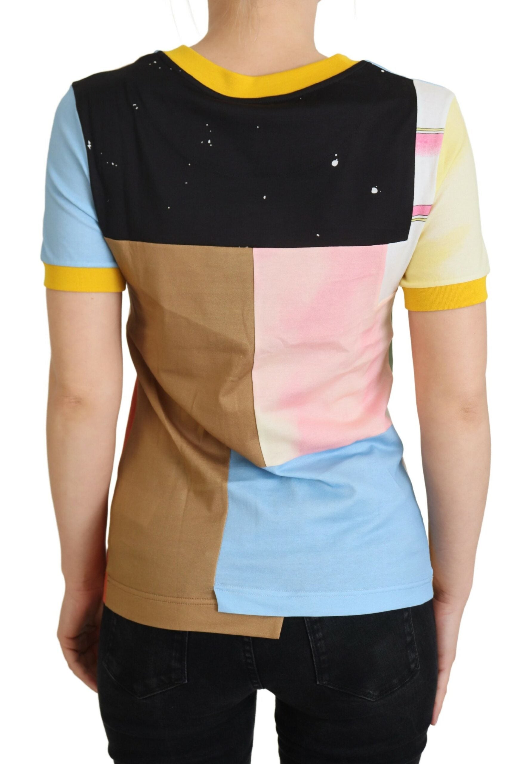 Patchwork Print Cotton Crewneck Tee