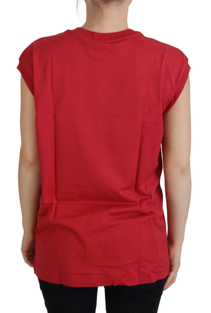 Elegantes rotes ärmelloses Tanktop aus Baumwolle