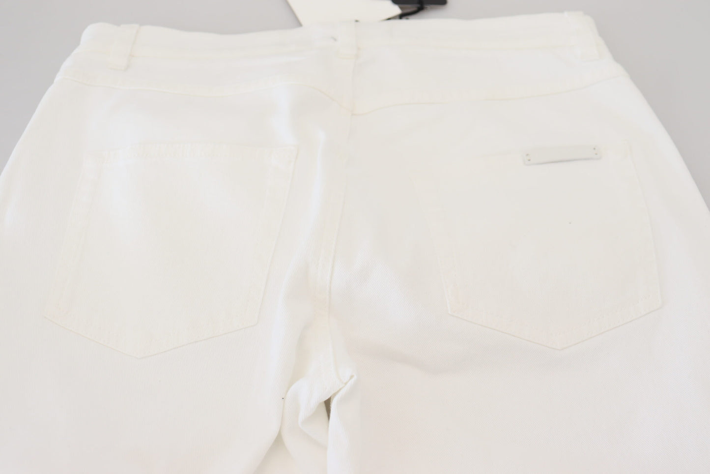 Elegant White Mid Waist Skinny Jeans