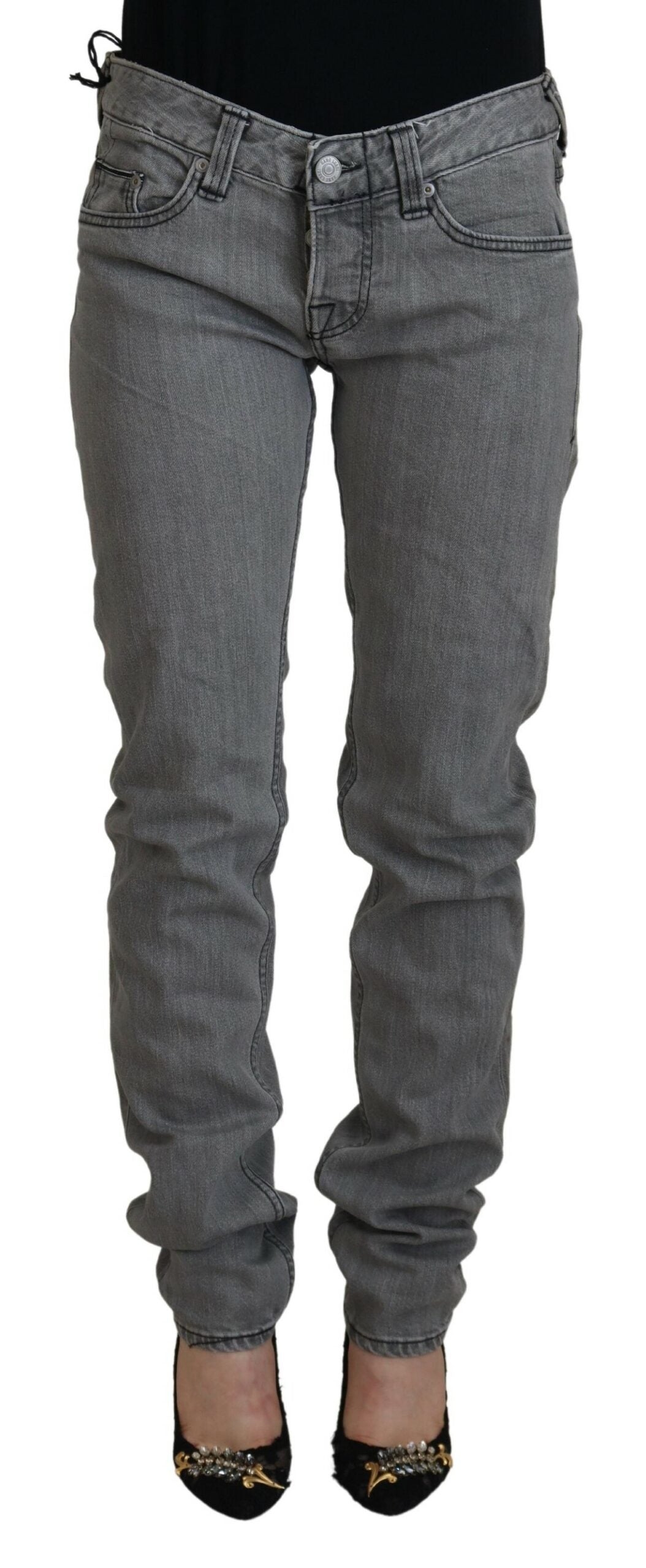 Schicke Skinny Jeans mit niedriger Taille in Grau