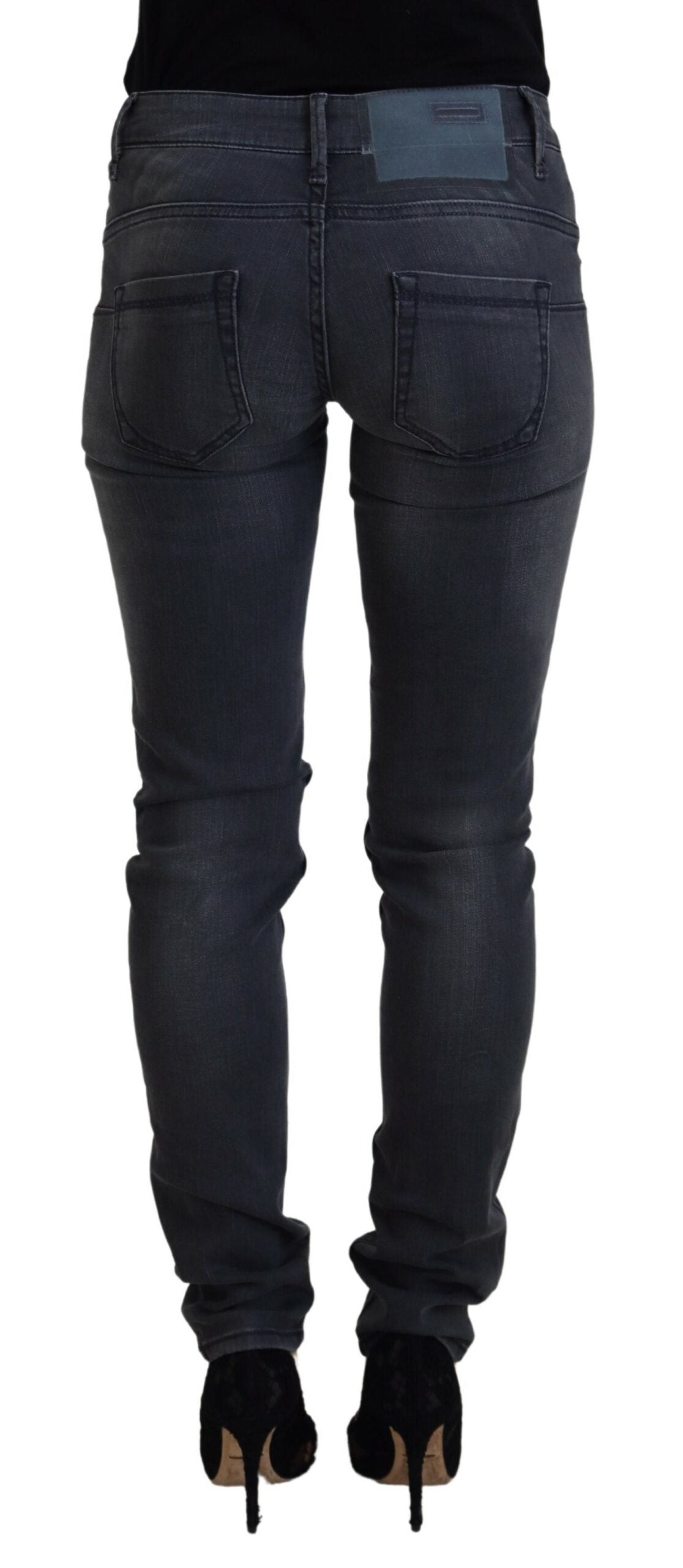 Schicke graue Skinny Jeans mit niedriger Taille