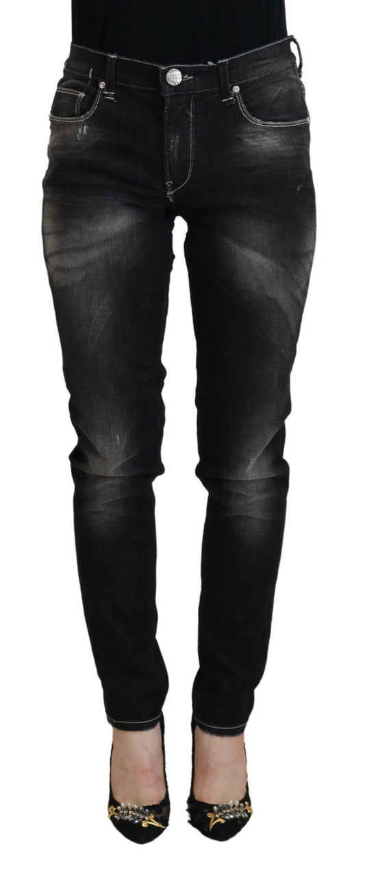 Elegante Tapered-Jeans in Schwarz mit mittlerer Taille