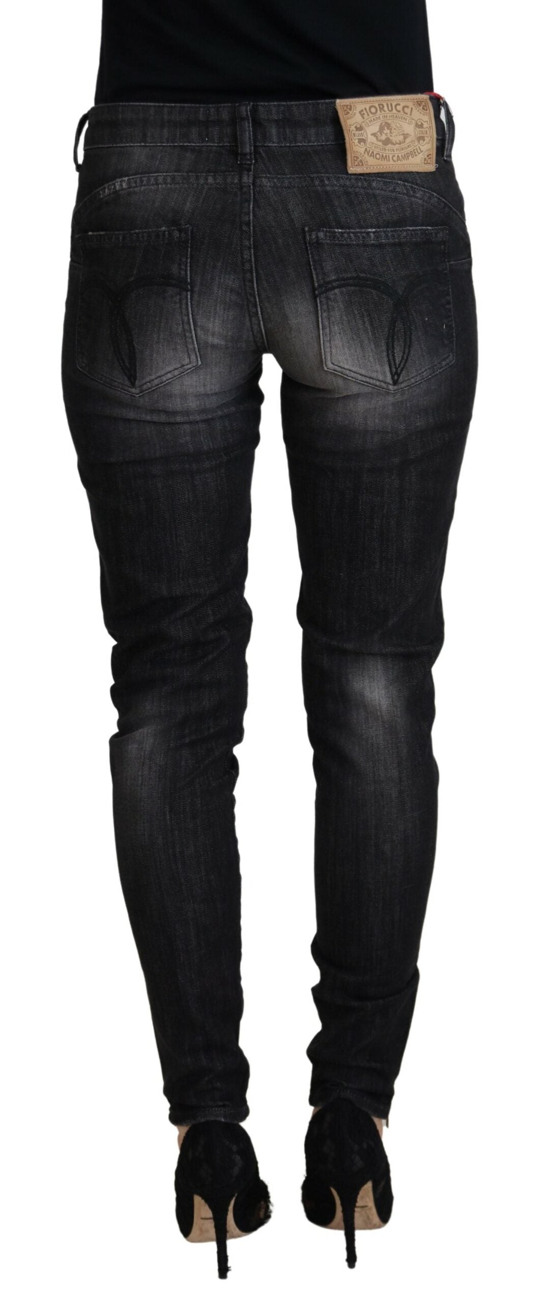 Schicke schwarze Skinny Jeans mit niedriger Taille