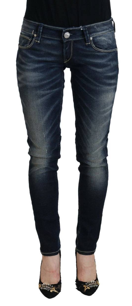 Schicke Skinny Jeans mit niedriger Taille und verwaschenem Blau