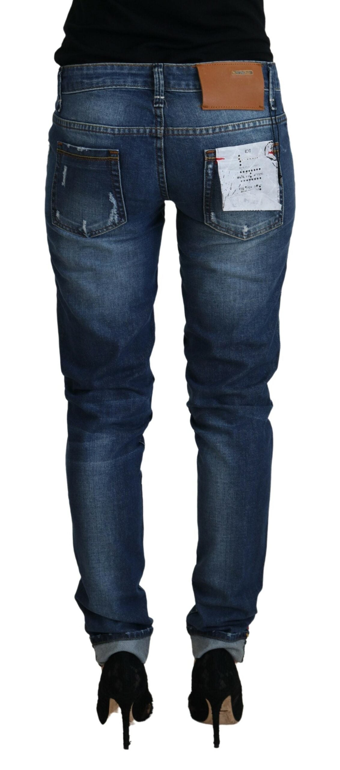 Elegante, blau verwaschene Skinny Jeans mit niedriger Taille