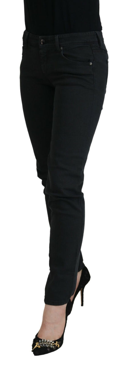 Schicke schwarze Skinny Jeans mit niedriger Taille