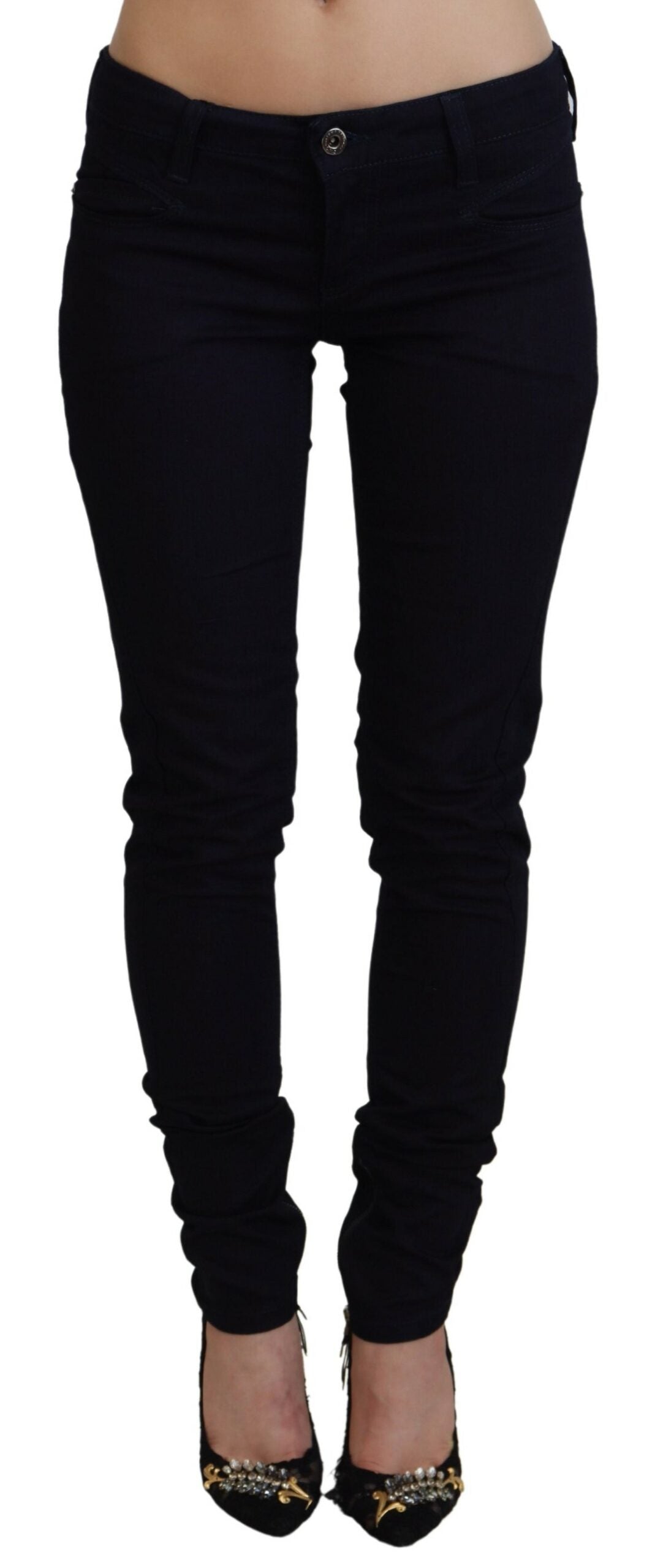 Schicke schwarze Skinny Jeans mit niedriger Taille