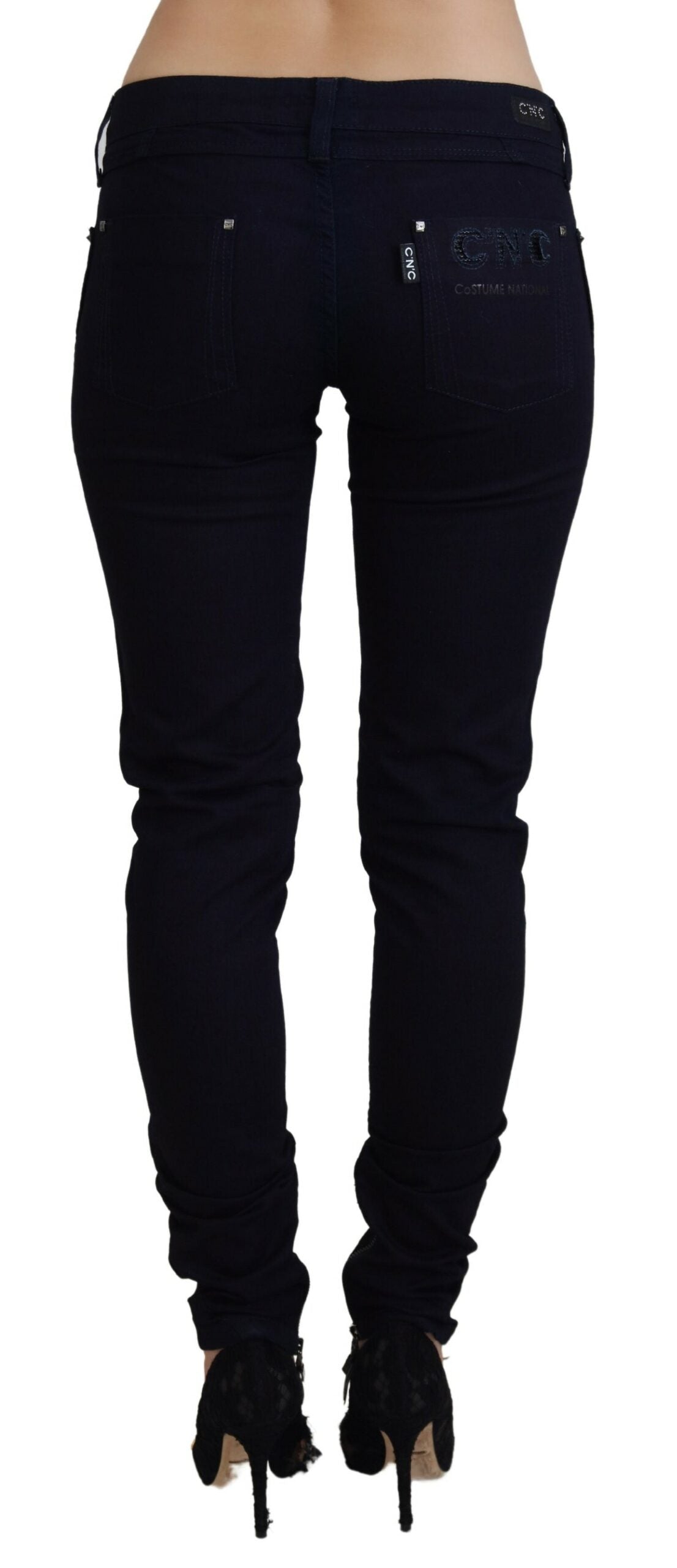 Schicke schwarze Skinny Jeans mit niedriger Taille