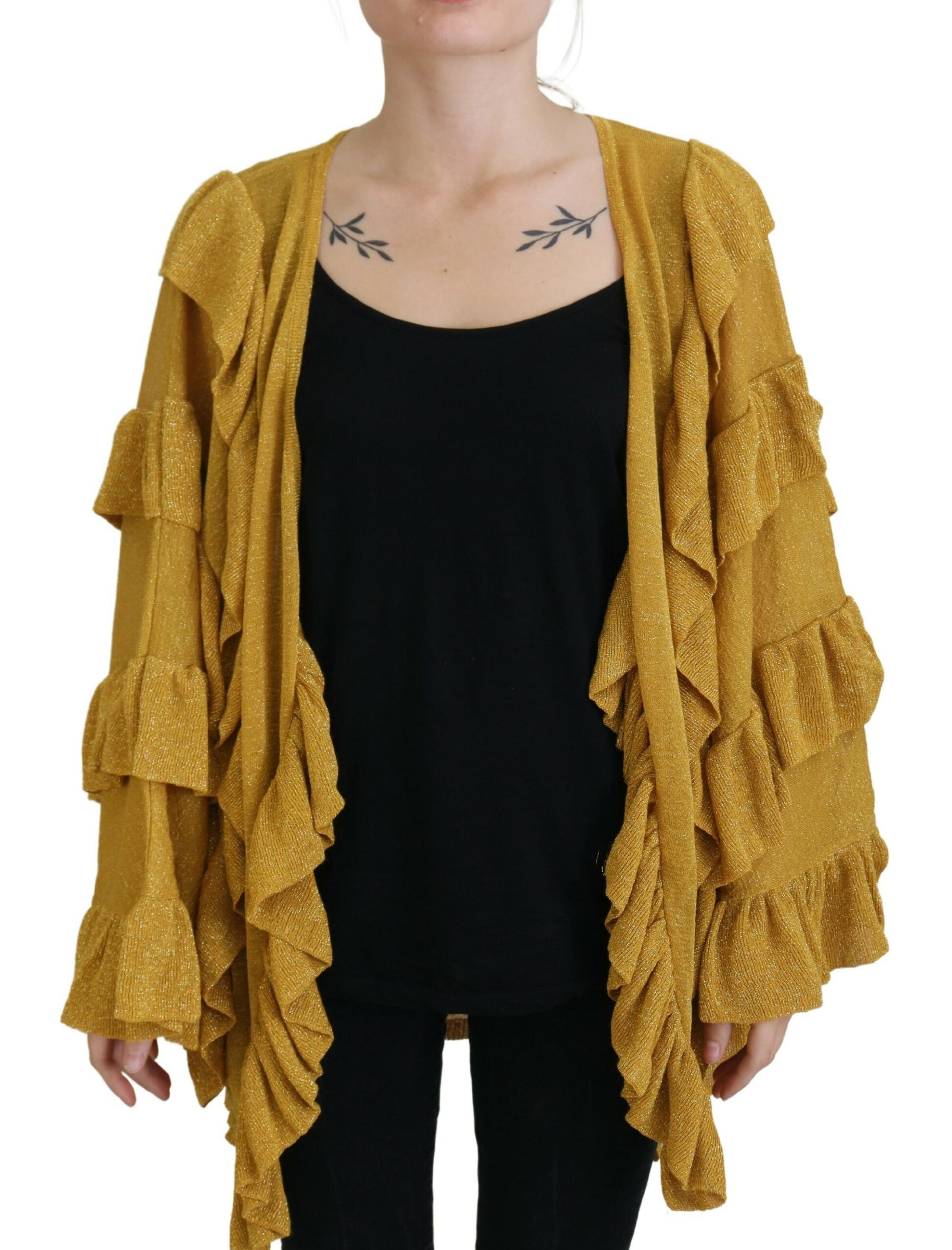 Eleganter goldener Cardigan-Pullover