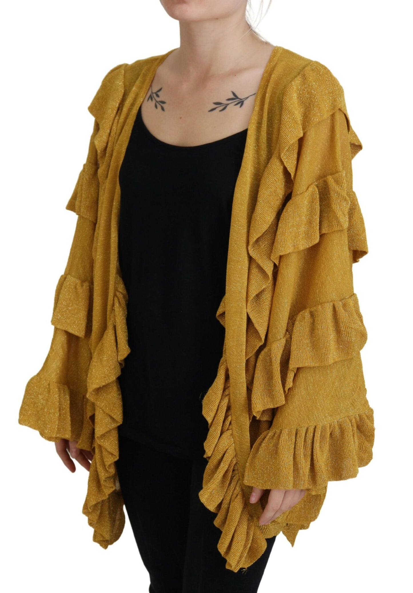 Eleganter goldener Cardigan-Pullover